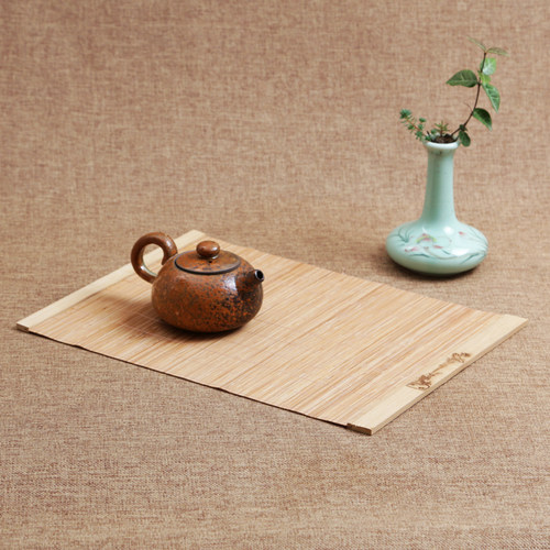 日式竹刻竹丝茶帘 茶垫茶托茶席隔热茶铺壶垫 功夫茶具竹排茶杯垫 - 图0