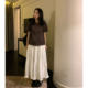 Sanmu Society Korean high -waisted wild ruffled white skirt medium -long fresh skirt 2024 spring new products