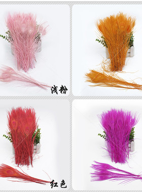 ins仙女粉色孔雀毛家居插花羽毛