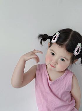 新款蕾丝爱心蝴蝶结儿童发夹发圈发卡边夹皮筋