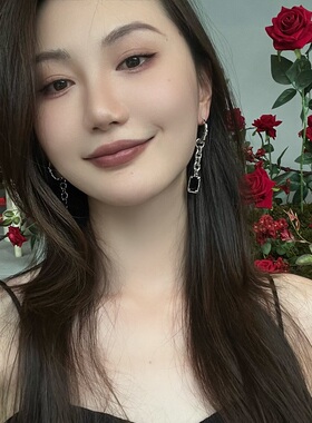 欧美黑宝石长款链条可拆卸耳环