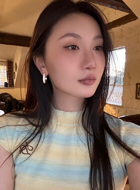 金属珐琅拼接方形几何耳环