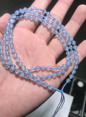 天然冰种吊坠绳海蓝宝