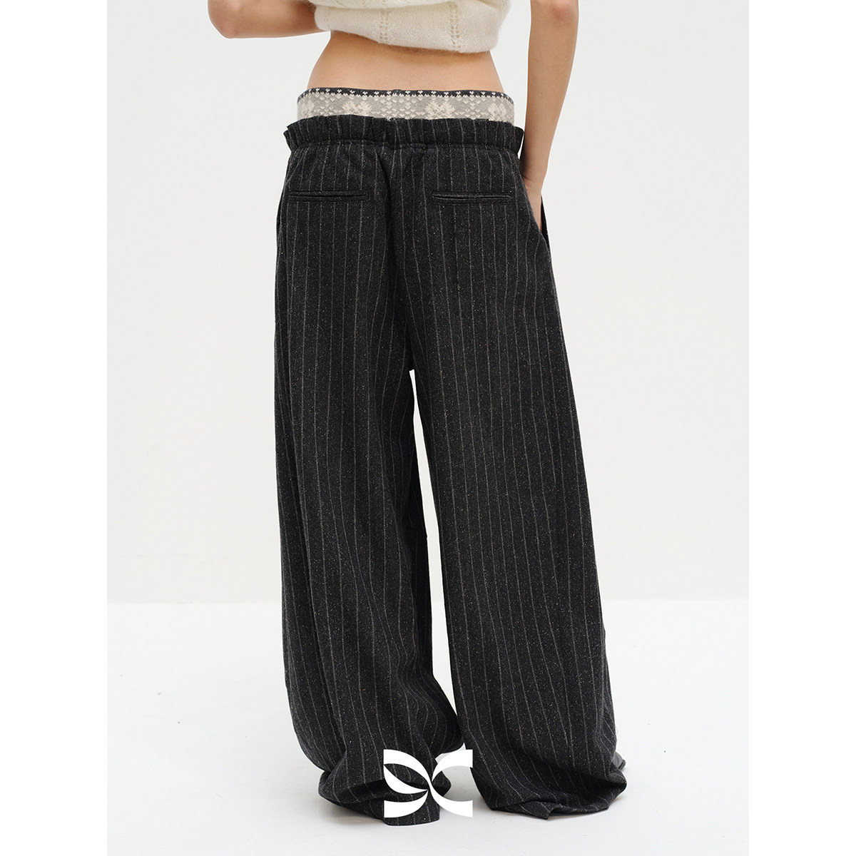 SQUARE CIRCLE 方圆费尔岛针织腰头立体裁剪垂坠休闲条纹西裤长裤,淘宝优惠券,粉丝福利购,淘宝优惠卷