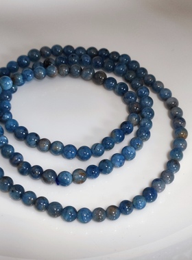 天然蓝磷灰深蓝油画蓝晶手链多圈手串5mm+圆珠天然手串长约50cm