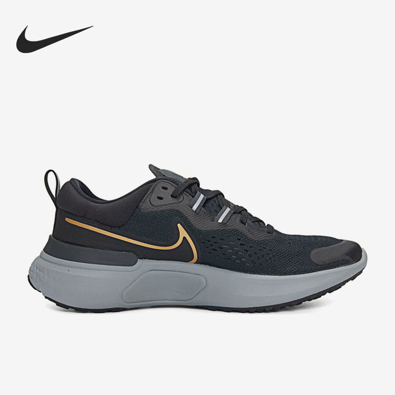 Nike/耐克REACT MILER黑色金色男女休闲时尚网面跑步鞋CW7121-005-图1