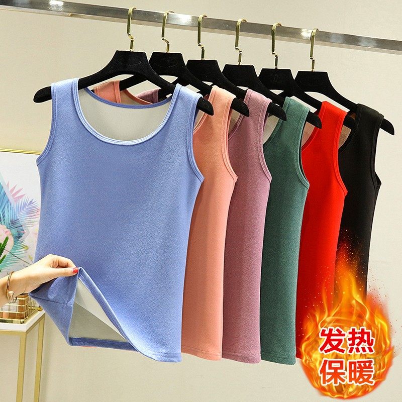 德绒保暖背心女秋冬加绒加厚圆领马甲内搭秋衣大码磨毛打底衫上衣,淘宝优惠券,粉丝福利购,淘宝优惠卷