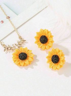 锁骨链向日葵项链花朵吊坠