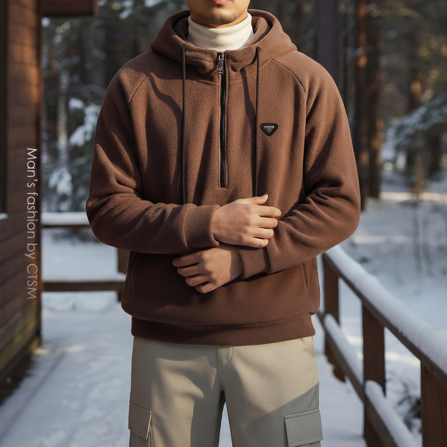 秋冬季男士摇粒绒连帽卫衣加绒休闲仿羊羔毛外套拉链插肩袖帽衫潮,淘宝优惠券,粉丝福利购,淘宝优惠卷