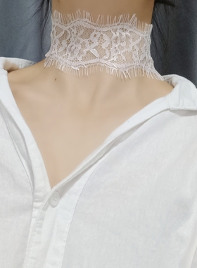手作加宽项圈女生颈链欧美风颈带柔软蕾丝锁骨链项链颈部装饰甜美
