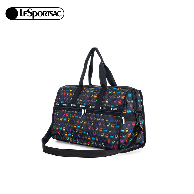 LeSportsac乐播诗新款Tetris联名黑色满印俄罗斯方块大容量斜挎包 - 图1