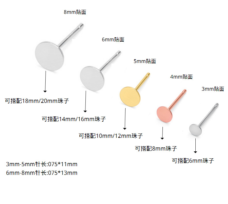 S925纯银平头耳钉DIY养耳洞耳针耳棒养耳洞消炎棒透明隐形耳棍钉 - 图1