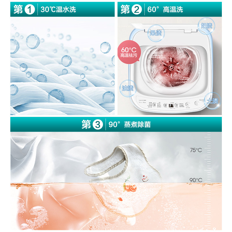 海信3公斤kg家用母婴儿童除菌波轮 海信冰洗洗衣机