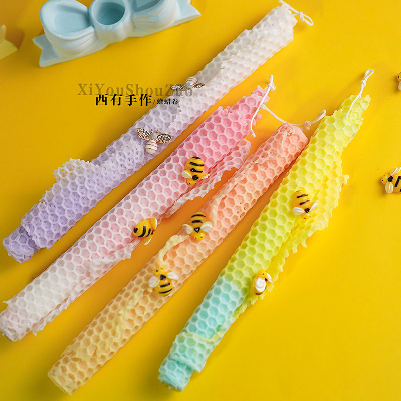 原创蜂巢蜡片新手材料包DIY团建手工蜂窝状手卷硅胶模具赠送教程,淘宝优惠券,粉丝福利购,淘宝优惠卷
