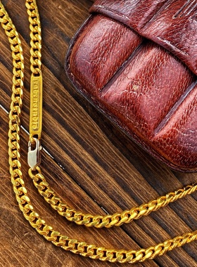 渡鸦专属金色铭文纯银侧身链项链