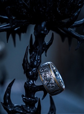 渡鸦原创小丑蝙蝠侠林赛雕金戒指