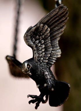 渡鸦原创欧美手工纯银做旧隼项链