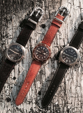 渡鸦原创纯银双枪表扣稀有皮表带