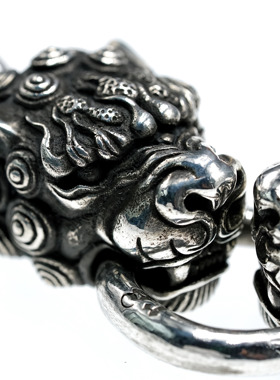 渡鸦原创醒狮925银手工男士手链