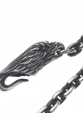 渡鸦专属纯银鹰头钩无缝焊接项链