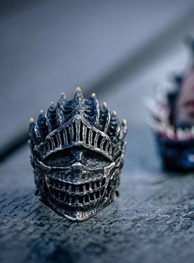 渡鸦暗黑哥特925银黑暗之魂戒指