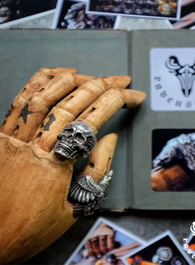 渡鸦原创RS骷髅头骨男士纯银戒指