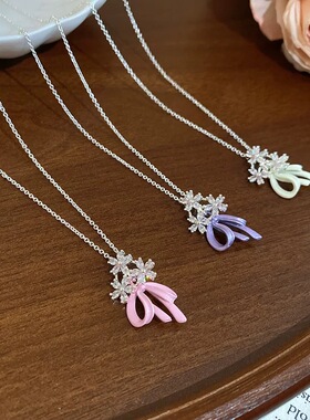 春夏锆石花朵蝴蝶锁骨链超仙