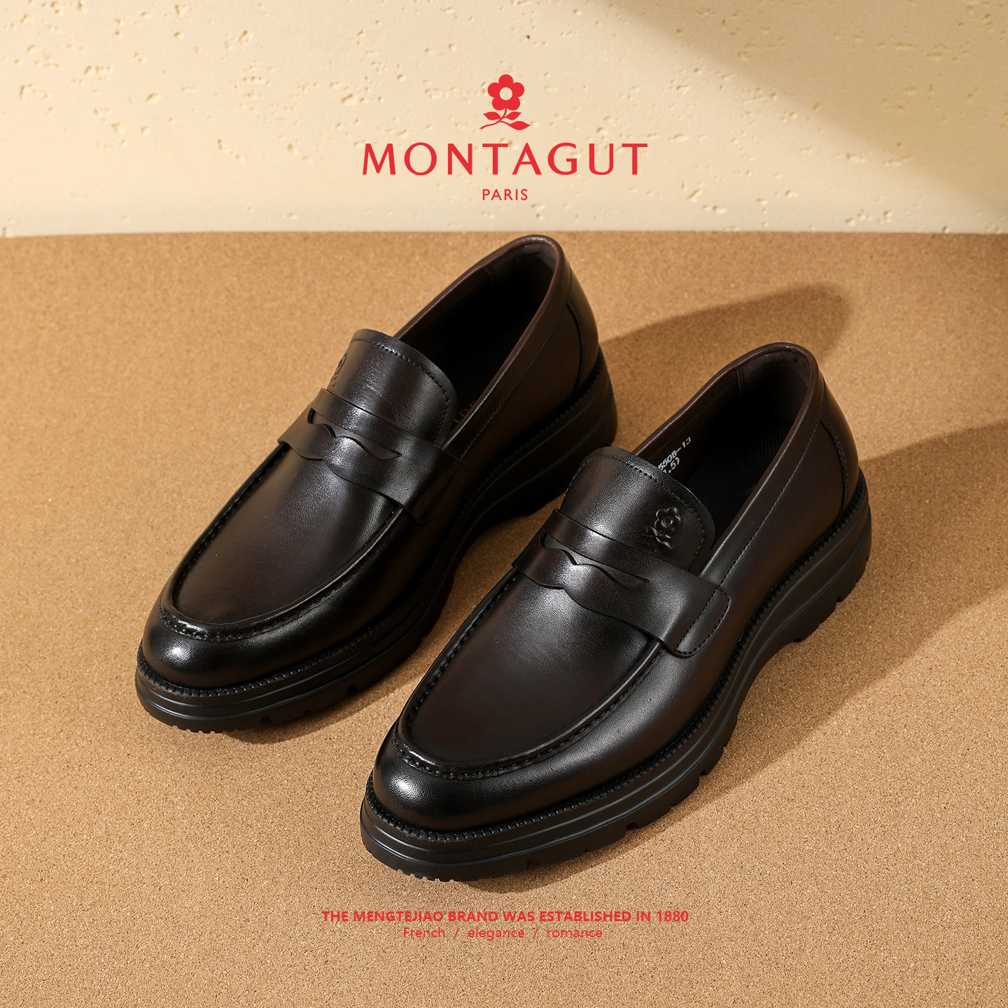 梦特娇男正装皮鞋头层牛皮商务休闲鞋春季一脚蹬豆豆乐福英伦男鞋,淘宝优惠券,粉丝福利购,淘宝优惠卷