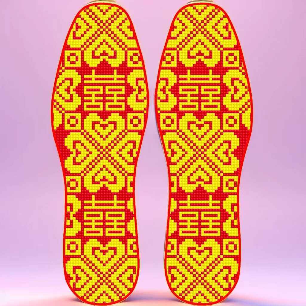 结婚的喜庆红色底双喜凤凰七星八卦十字绣鞋垫男女加厚针线半成品,淘宝优惠券,粉丝福利购,淘宝优惠卷