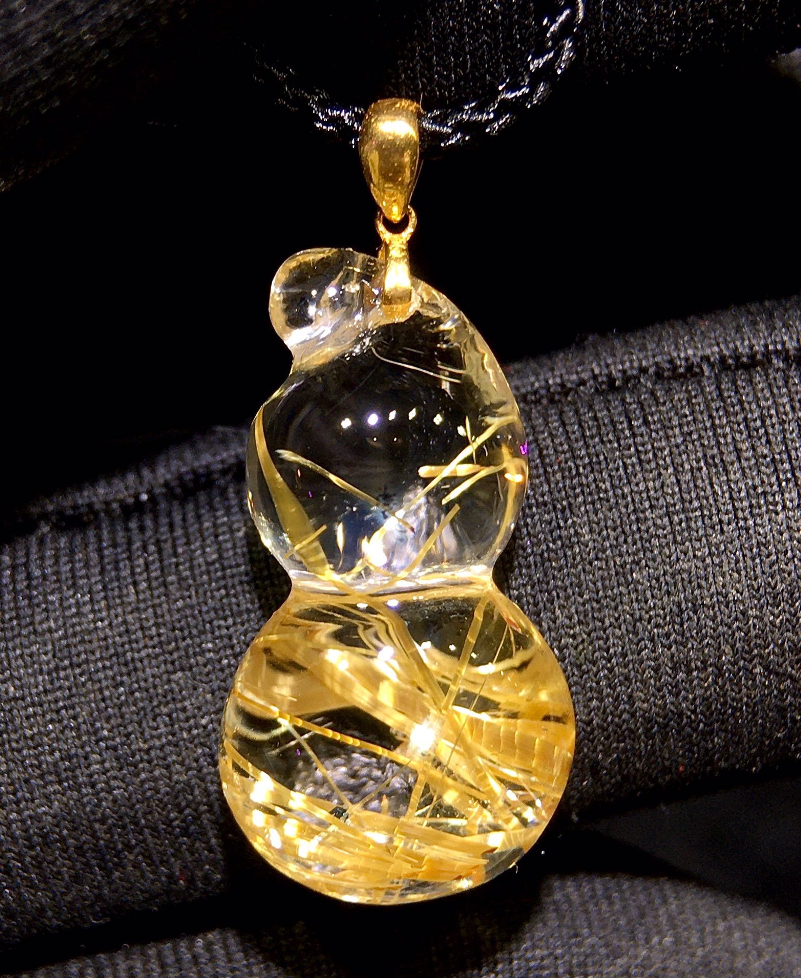 正品天然钛晶葫芦吊坠项链18k金男女款毛衣链挂件饰品礼物送礼饰,淘宝优惠券,粉丝福利购,淘宝优惠卷