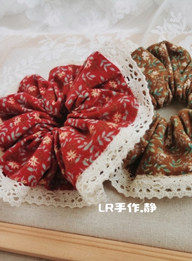 头绳百搭大肠发圈韩版复古碎花田园森系手工纯棉布料秋冬节日新年