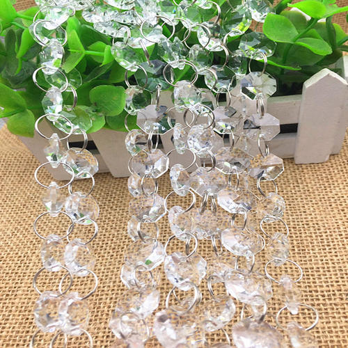 水晶八角珠珠帘散珠DIY手工串珠玻璃珠子灯饰配件按斤售婚庆路引 - 图0