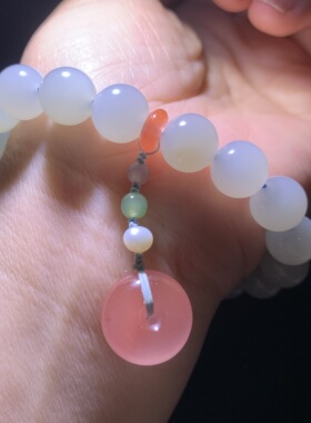 和田玉天青蓝手链青海野牛沟天青蓝色月白色手链手串配冰粉扣女款