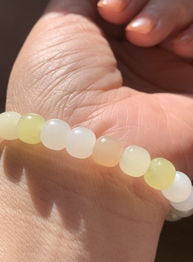 特价和田玉多宝手链多宝老形珠手串黄口浓藕粉白玉女款手钏手链8