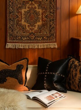 复古手工刺绣豹纹抱枕套客厅沙发靠垫布艺装饰摆件套组