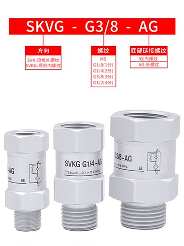 真空逻辑阀止回阀安全阀SVKG-G1/8/G1/4/G3/8/G1/2-IG-AG单向阀 - 图0