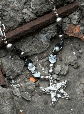 暗黑朋克五角星男女钛钢项链