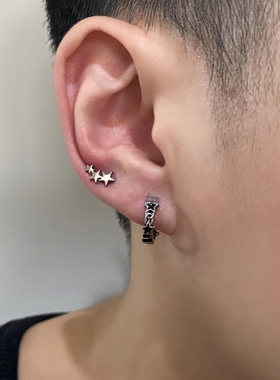 中性风钛钢星星组合耳环不掉色