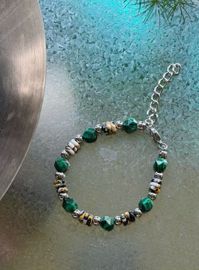 Komeiku孔雀石钢珠手链