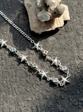 无性别多巴胺星星彩色锆石项链
