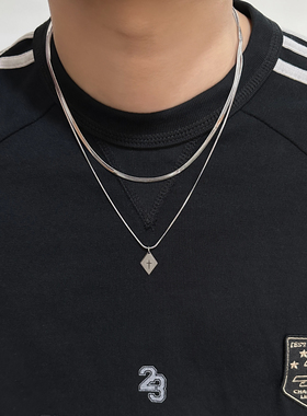 十字星中性风男女钛钢蛇骨项链