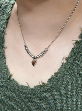 几何艺术中性风钛钢串珠项链