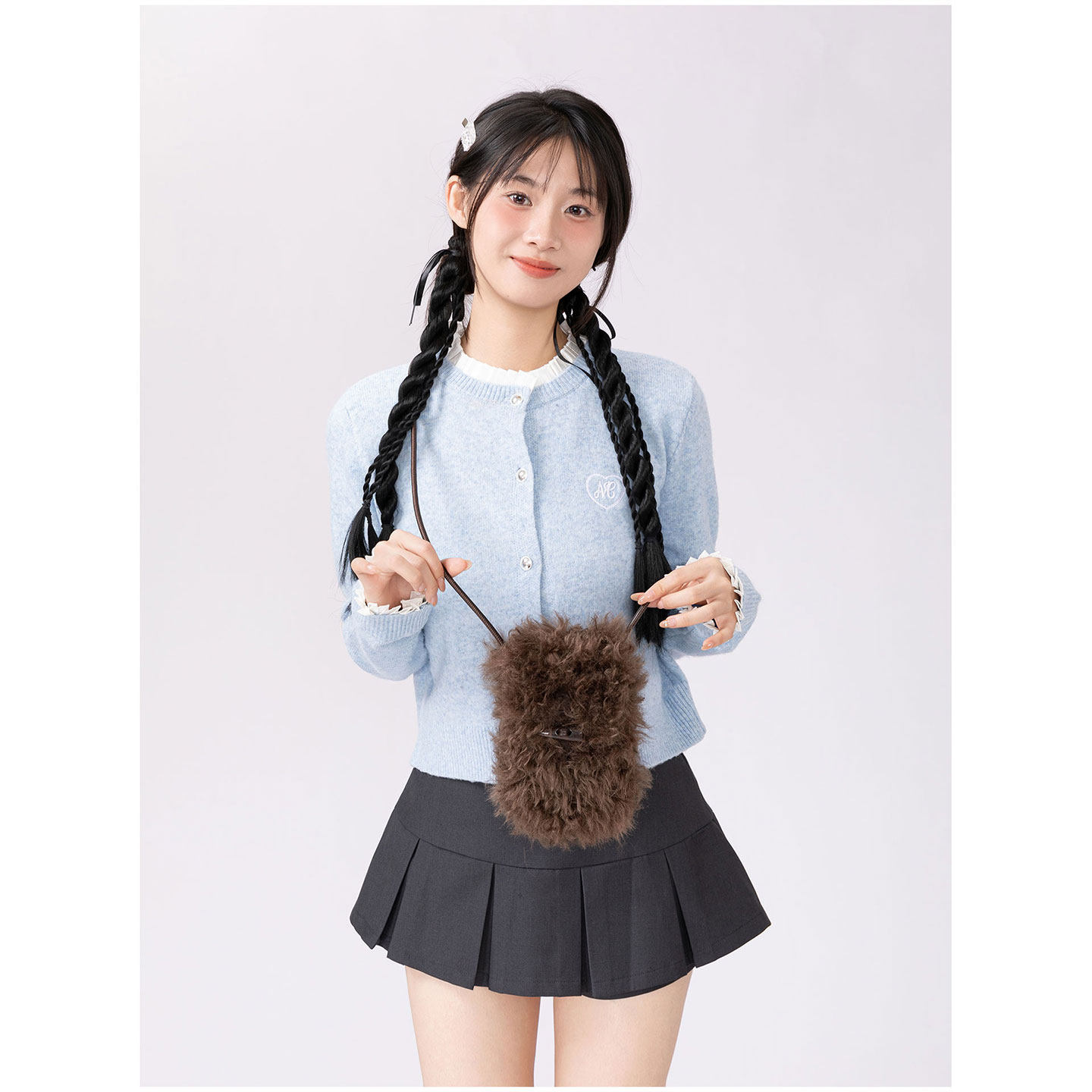 橙子少女韩系复古毛茸茸女包2025年秋冬新款斜挎包精致小众单肩包,淘宝优惠券,粉丝福利购,淘宝优惠卷