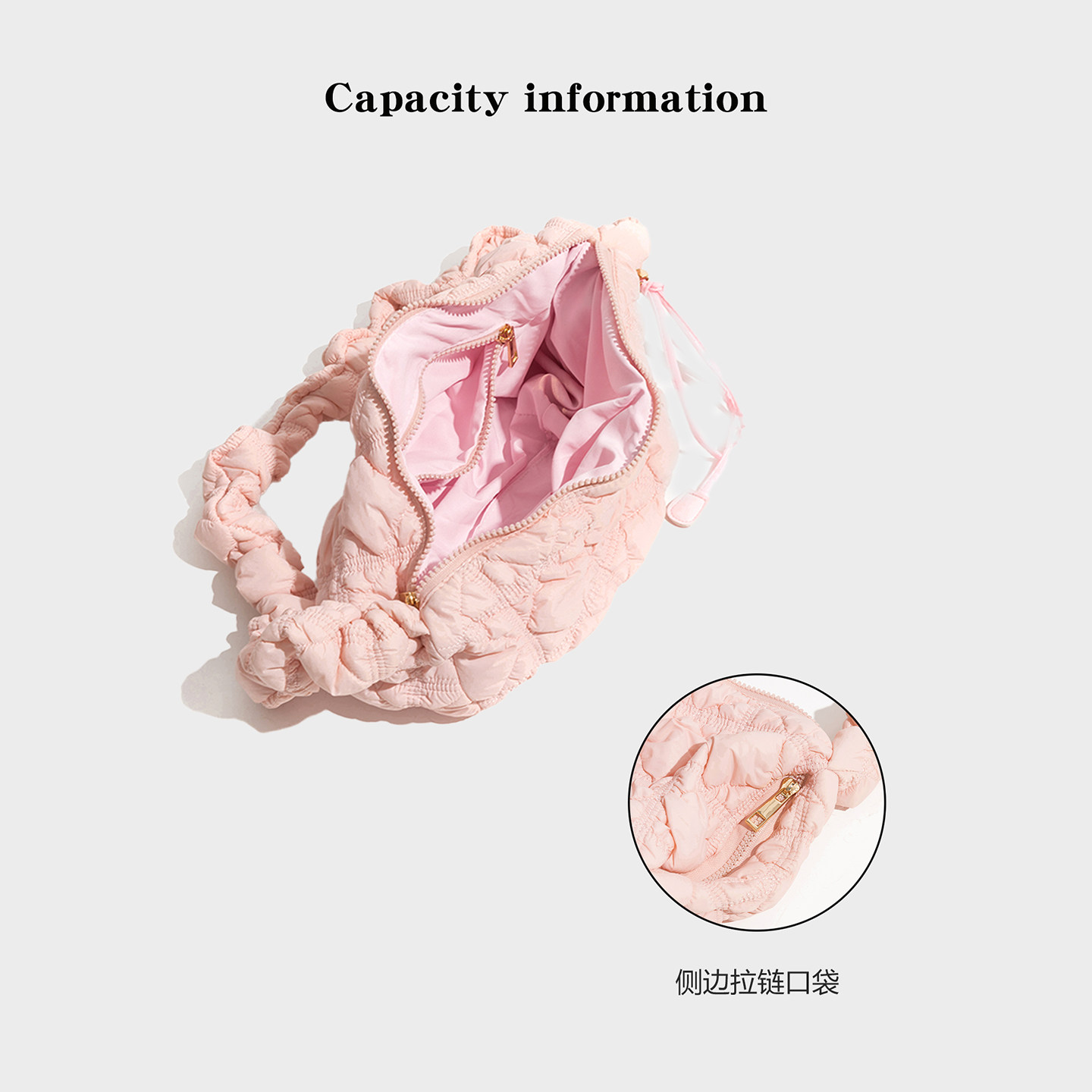 橙子少女绗缝小众云朵褶皱腋下包粉色新款百搭饺子包单肩斜挎包包,淘宝优惠券,粉丝福利购,淘宝优惠卷