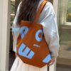 Spring collegiate sports style contrast letter tote bag