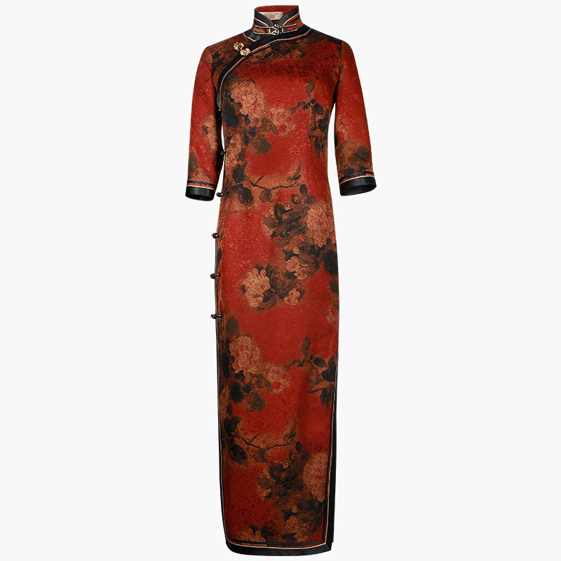 玺玥2020秋冬新款真丝香云纱连衣裙 玺玥服饰旗袍