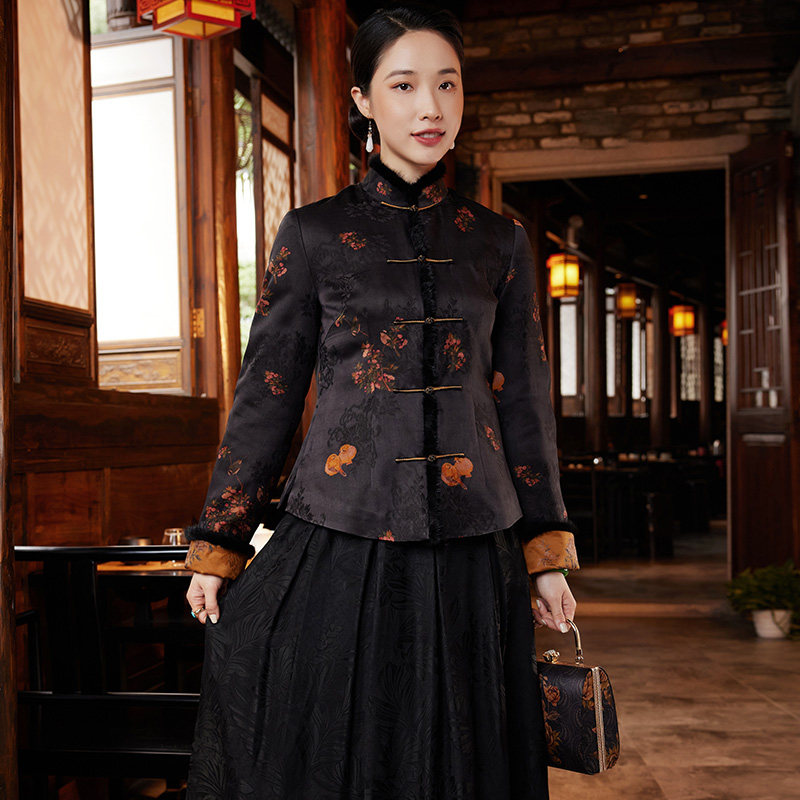 玺玥2021年冬季新款中国风花罗夹棉 玺玥服饰上衣