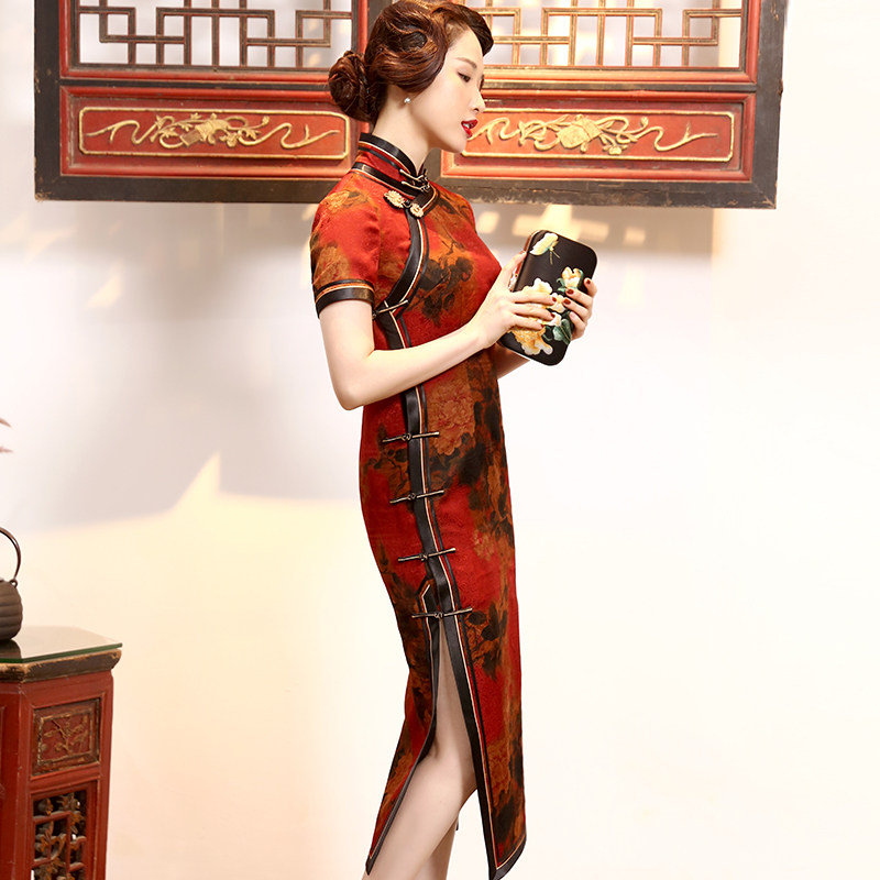 玺玥2020秋冬新款真丝香云纱连衣裙 玺玥服饰旗袍