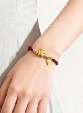 【文创集】马年红绳手链小马有钱花本命年转运珠手绳手链女