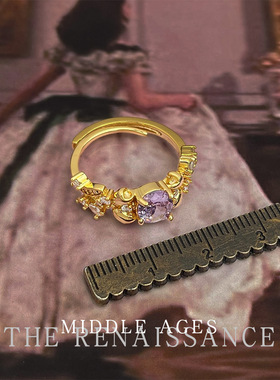 紫荆花~vintage中古风锆石重工花朵食指戒法式复古宫廷风戒指手饰